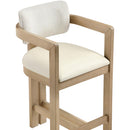  Color_Cream -- Ravina Cream Vegan Leather and Linen Textured Fabric Upholstered Counter Stool IMAGE 7