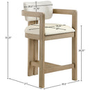  Color_Cream -- Ravina Cream Vegan Leather and Linen Textured Fabric Upholstered Counter Stool IMAGE 9