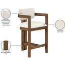  Meridian Ravina Beige Vegan Leather and Linen Textured Fabric Upholstered Counter Stool IMAGE 10