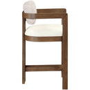  Meridian Ravina Beige Vegan Leather and Linen Textured Fabric Upholstered Counter Stool IMAGE 4