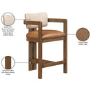  Color_Cognac -- Ravina Cognac Vegan Leather and Linen Textured Fabric Upholstered Counter Stool IMAGE 10