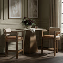  Color_Cognac -- Ravina Cognac Vegan Leather and Linen Textured Fabric Upholstered Counter Stool IMAGE 2