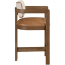  Color_Cognac -- Ravina Cognac Vegan Leather and Linen Textured Fabric Upholstered Counter Stool IMAGE 4