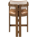  Meridian Ravina Cognac Vegan Leather and Linen Textured Fabric Upholstered Counter Stool IMAGE 5