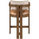  Color_Cognac -- Ravina Cognac Vegan Leather and Linen Textured Fabric Upholstered Counter Stool IMAGE 5