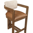  Meridian Ravina Cognac Vegan Leather and Linen Textured Fabric Upholstered Counter Stool IMAGE 6