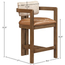 Color_Cognac -- Ravina Cognac Vegan Leather and Linen Textured Fabric Upholstered Counter Stool IMAGE 9