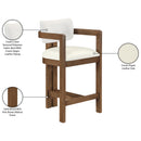  Color_Cream -- Ravina Cream Vegan Leather and Linen Textured Fabric Upholstered Counter Stool IMAGE 10