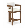  Color_Cream -- Ravina Cream Vegan Leather and Linen Textured Fabric Upholstered Counter Stool IMAGE 1