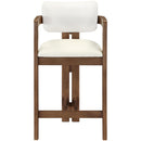  Color_Cream -- Ravina Cream Vegan Leather and Linen Textured Fabric Upholstered Counter Stool IMAGE 3