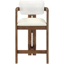  Meridian Ravina Cream Vegan Leather and Linen Textured Fabric Upholstered Counter Stool IMAGE 3