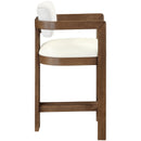  Color_Cream -- Ravina Cream Vegan Leather and Linen Textured Fabric Upholstered Counter Stool IMAGE 4
