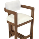  Color_Cream -- Ravina Cream Vegan Leather and Linen Textured Fabric Upholstered Counter Stool IMAGE 6