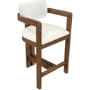  Color_Cream -- Ravina Cream Vegan Leather and Linen Textured Fabric Upholstered Counter Stool IMAGE 7