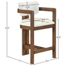  Color_Cream -- Ravina Cream Vegan Leather and Linen Textured Fabric Upholstered Counter Stool IMAGE 9