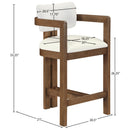  Meridian Ravina Cream Vegan Leather and Linen Textured Fabric Upholstered Counter Stool IMAGE 9