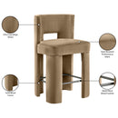  Meridian Zuno Beige Velvet Upholstered Counter Stool IMAGE 10