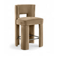  Meridian Zuno Beige Velvet Upholstered Counter Stool IMAGE 1