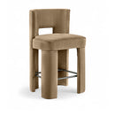  Meridian Zuno Beige Velvet Upholstered Counter Stool IMAGE 1