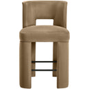  Meridian Zuno Beige Velvet Upholstered Counter Stool IMAGE 3