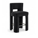  Color_Black -- Zuno Black Velvet Upholstered Counter Stool IMAGE 1