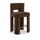  Meridian Zuno Brown Velvet Upholstered Counter Stool IMAGE 1