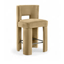  Meridian Zuno Camel Velvet Upholstered Counter Stool IMAGE 1