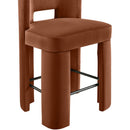  Color_Cognac -- Zuno Cognac Velvet Upholstered Counter Stool IMAGE 6