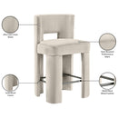  Color_Cream -- Zuno Cream Velvet Upholstered Counter Stool IMAGE 10