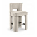  Color_Cream -- Zuno Cream Velvet Upholstered Counter Stool IMAGE 1