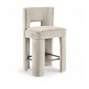  Meridian Zuno Cream Velvet Upholstered Counter Stool IMAGE 1