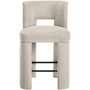  Color_Cream -- Zuno Cream Velvet Upholstered Counter Stool IMAGE 3