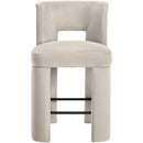  Meridian Zuno Cream Velvet Upholstered Counter Stool IMAGE 3