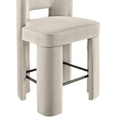 Color_Cream -- Zuno Cream Velvet Upholstered Counter Stool IMAGE 6