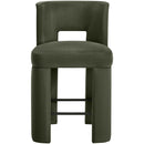  Color_Green -- Zuno Green Velvet Upholstered Counter Stool IMAGE 3