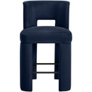  Meridian Zuno Navy Velvet Upholstered Counter Stool IMAGE 3