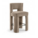  Meridian Zuno Taupe Velvet Upholstered Counter Stool IMAGE 1