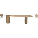  Meridian Taverna Natural Travertine Top And Oak Wood Base Coffee Table IMAGE 10
