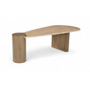  Meridian Taverna Natural Travertine Top And Oak Wood Base Coffee Table IMAGE 1