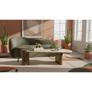  Meridian Taverna Natural Travertine Top And Oak Wood Base Coffee Table IMAGE 2