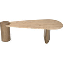  Meridian Taverna Natural Travertine Top And Oak Wood Base Coffee Table IMAGE 3