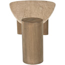  Meridian Taverna Natural Travertine Top And Oak Wood Base Coffee Table IMAGE 4