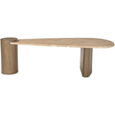  Meridian Taverna Natural Travertine Top And Oak Wood Base Coffee Table IMAGE 6