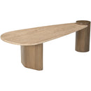  Meridian Taverna Natural Travertine Top And Oak Wood Base Coffee Table IMAGE 7