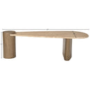  Meridian Taverna Natural Travertine Top And Oak Wood Base Coffee Table IMAGE 9