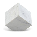  Meridian Block White Marble Decorative Cube IMAGE 1