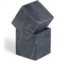  Color_Black -- Quad Black Marble Decorative Cube IMAGE 1