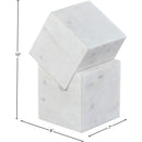  Color_White -- Quad White Marble Decorative Cube IMAGE 5