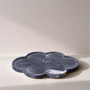  Color_Black -- Rimini Black Clover Shaped Marble Tray IMAGE 2
