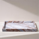  Color_Brown -- Barletta Brown Rectangular Marble Tray IMAGE 2